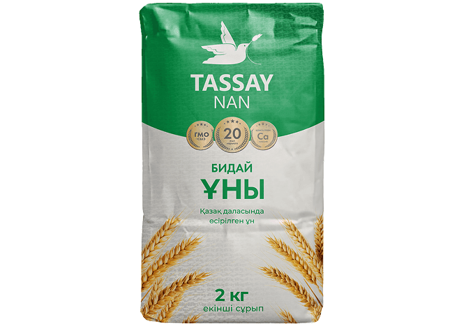 Зеленая упаковка муки TASSAY NAN второго сорта